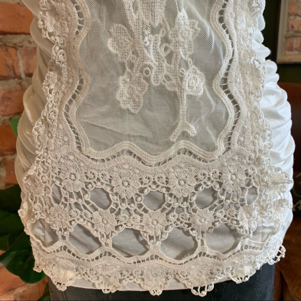 Lace Battenberg White Cami Camisole Sleeveless Fancy Figure Flattering L Large - Picture 2 of 16